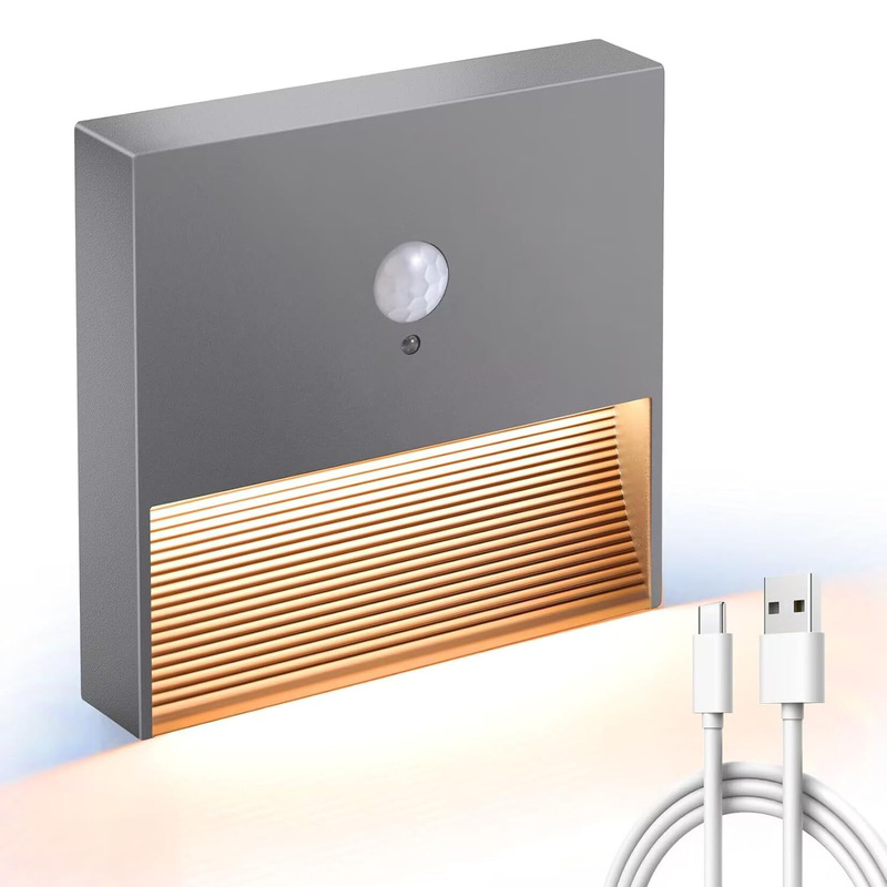 Cross-Border Rechargeable Battery Night Light Motion Sensor Light Indoor Warm White Stair Night Light Bathroom Kitchen