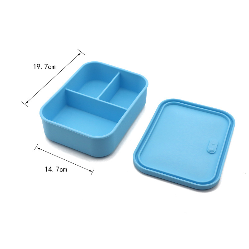 Lonchera de silicona de venta caliente transfronteriza, lonchera para estudiantes, lonchera portátil para trabajadores de oficina, compartimento cuadrado antiolor