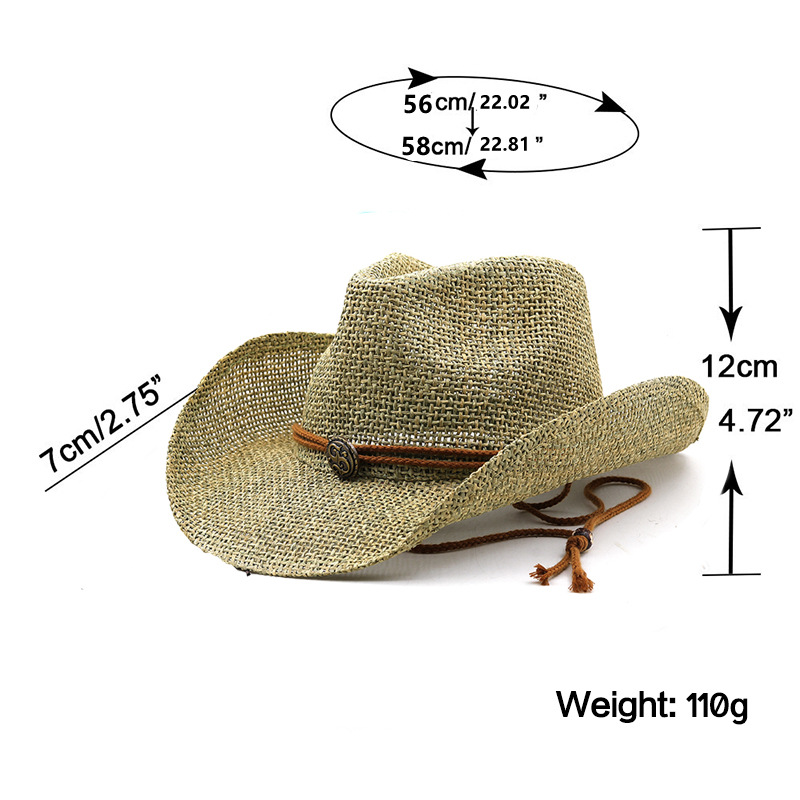 Unisex Cowboy Style Solid Color Curved Eaves Straw Hat display picture 1