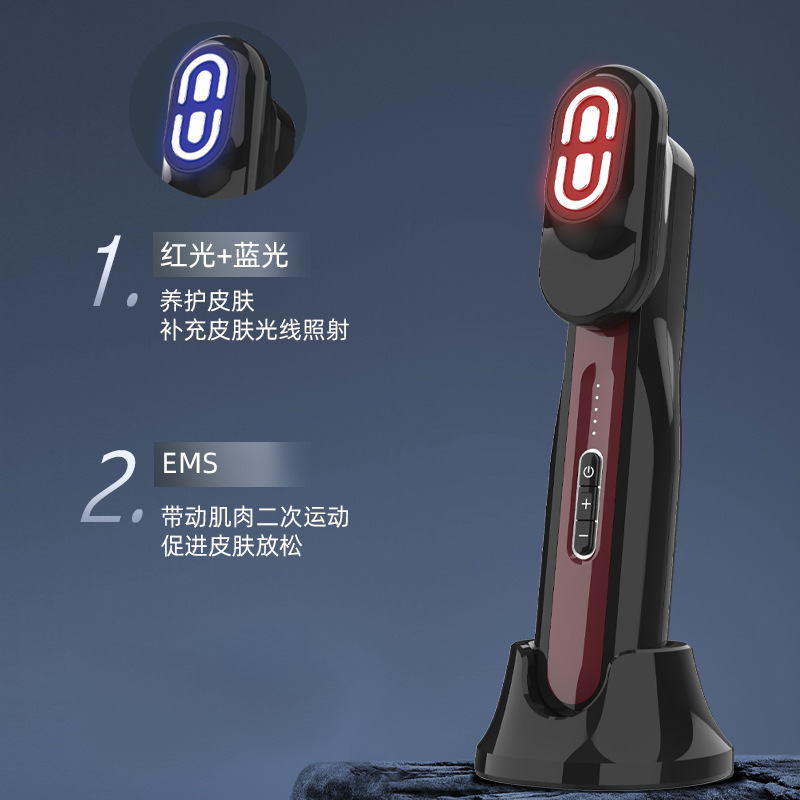 電気マッサージコーム EMS マイクロカレント頭皮多機能赤と青の光マッサージヘアマッサージャー高周波育毛コーム|undefined