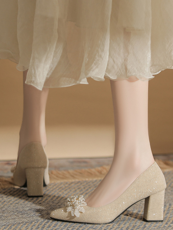 Chunky Heel Wedding High Heels, Sparkling Wedding Party Shoes, Crystal Flower Design, 2026 New Style Single Shoes for Women, Large Size Wedding Shoes for Wide Feet Chunky Heel Wedding High Heels, Sparkling Wedding Party Shoes, Crystal Flower Design, 2026 New Style Single Shoes for Women, Large Size Wedding Shoes for Wide Feet