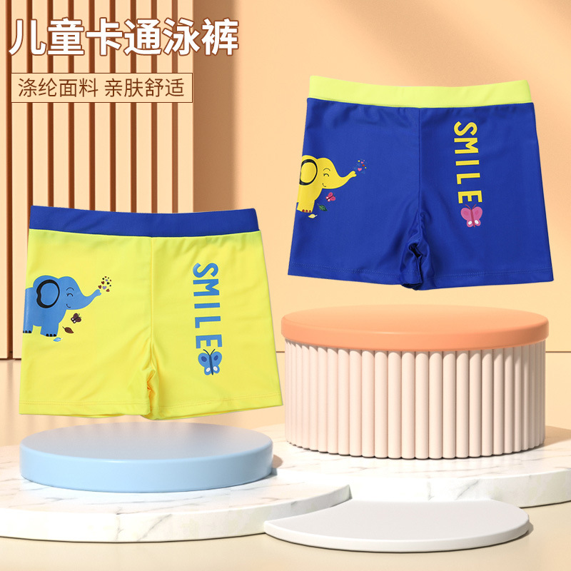 Pantalones de baño para niños lindos niños pequeños y medianos niños ángulo plano rápido secado verano impresión de dibujos animados pantalones de baño para niños trajes de baño para bebés