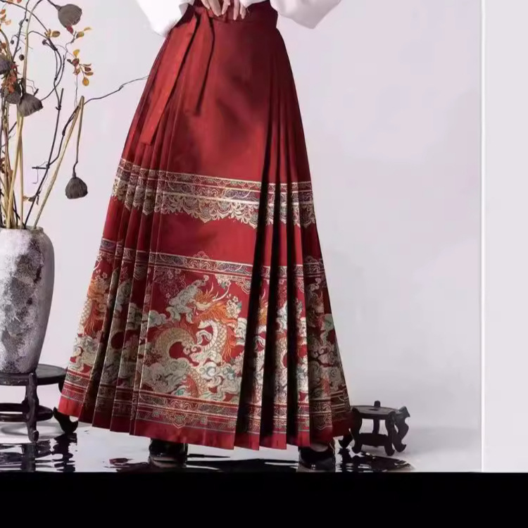 New Chinese Style Chinese Style Ethnic Dress Fashion Commuter Elegant Slim Green Printed Niche Daily Wear Horse Face Skirt