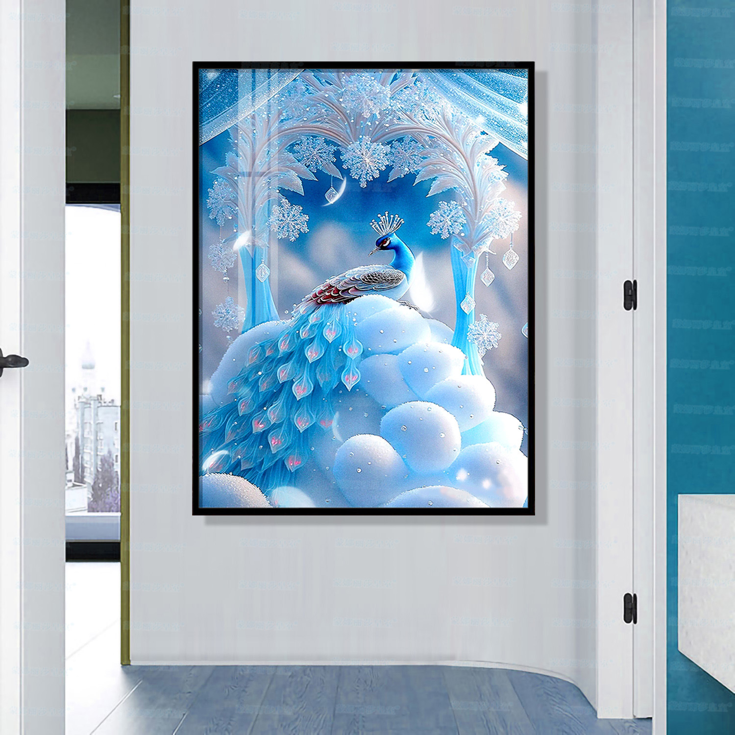 Mona Lisa real Cruz puntada hielo y nieve Pavo Real nuevo pavo real chino estilo chino pintura decorativa bordado a mano hilo image 3