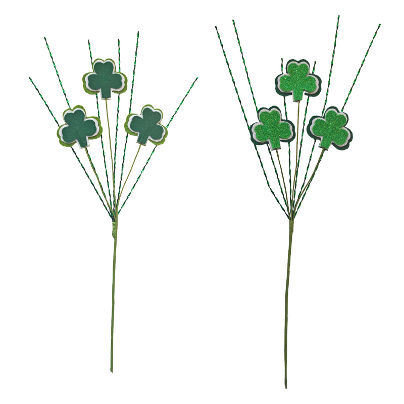 Nuevos productos transfronterizos del día de Irlanda simulación de grasa afortunada trébol fieltro ramas decoraciones festivas de San Patricio