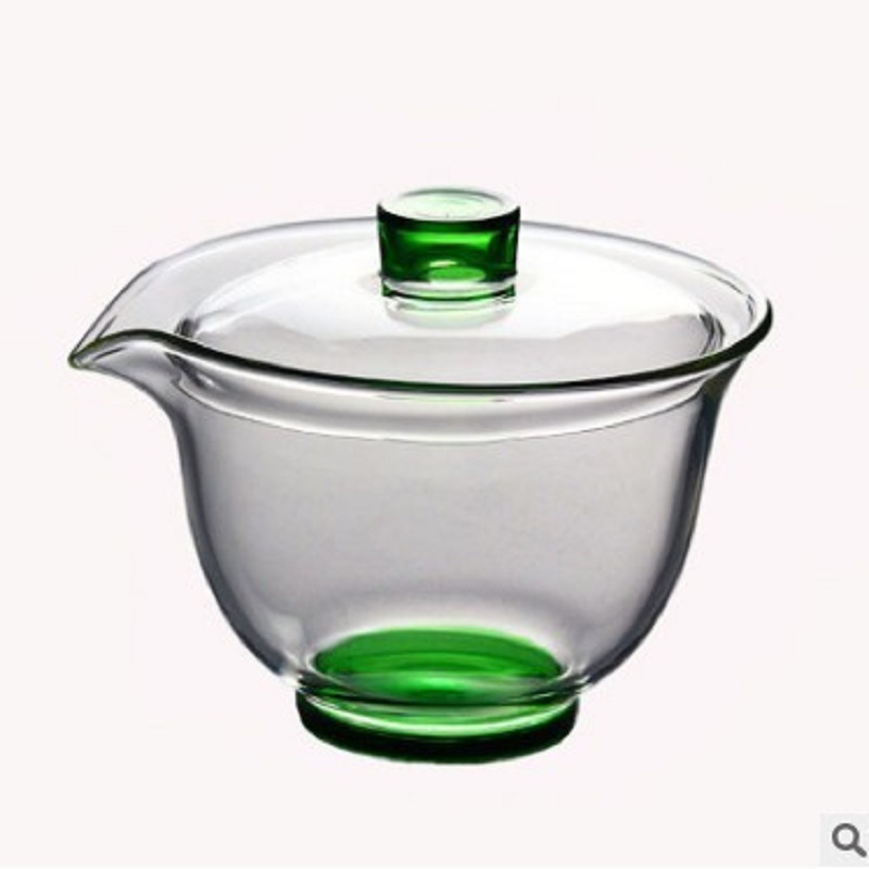 Fábrica al por mayor cubierta de vidrio tazón de vidrio borosilicato sancai taza Kung Fu juego de té tostado taza de té cubierta de la taza