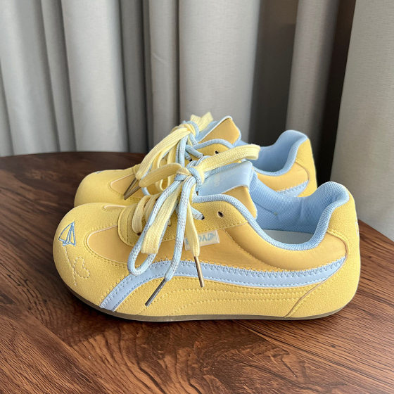 Students De Training Shoes Women's Flat Casual 2025 Spring New Ugly Cute Big Head Shoes Bread Shoes Soft Sole All-match Board Shoes