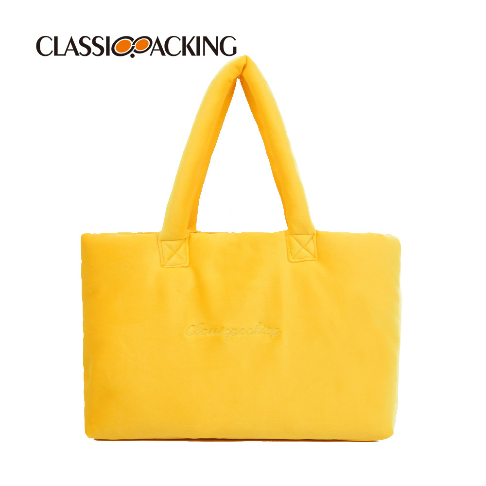 Bolso de hombro de las mujeres artísticas japonesas del todo-fósforo con el logotipo impreso Bolsa de terciopelo al por mayor de la fábrica bolsa de asas simple del color sólido