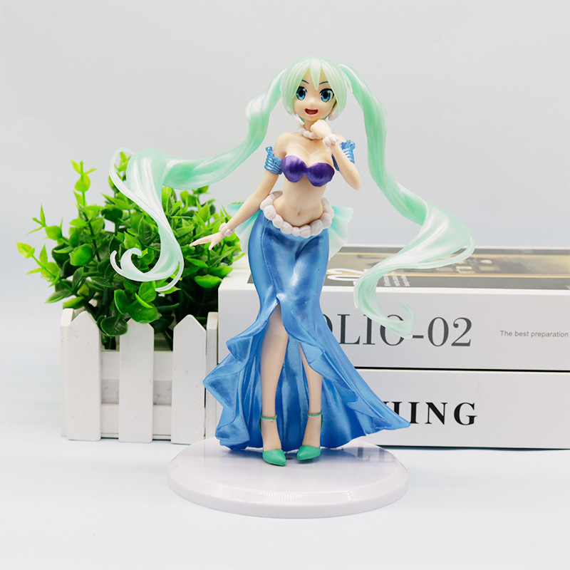Популярная модель в виде русалки в купальнике, фигурка Хatsune Miku, водяного божества в коробке, сувенир для автомобиля, статуэтка, коллекционная фигурка