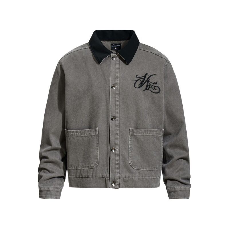 9979 American Retro Autumn and Winter Unisex Street Fashion Bead Canvas Embroider Pattern Design Men's Loose Jacket