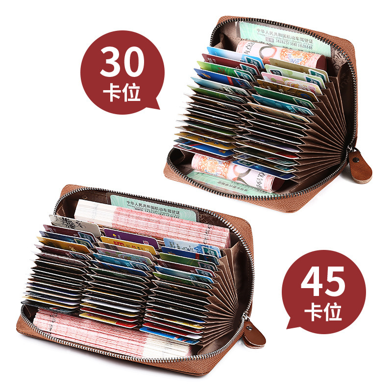 Tarjetera para hombre, cuero de gran capacidad, múltiples posiciones para tarjetas, exquisita gama alta 2025, nueva tarjeta de almacenamiento para el hogar, hombres de alta gama