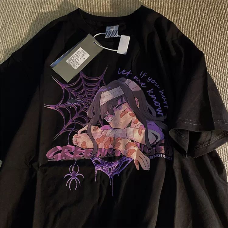 二次元动漫个性oversize日系可爱学生短袖T恤男女半袖情侣装上衣