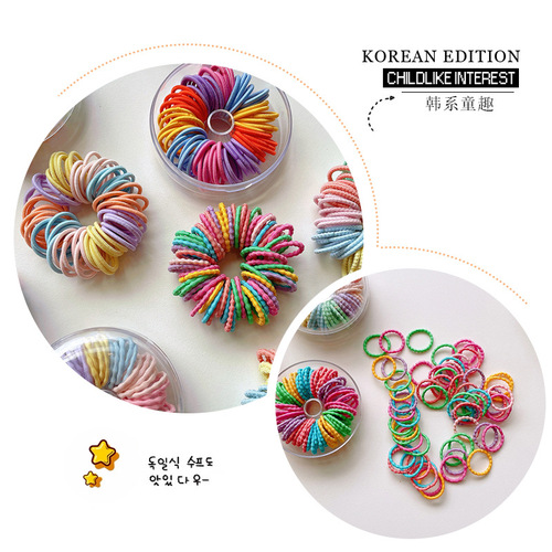 Candy-colored 60-pack children's thumb hair ties that do not hurt hair and tie hair rubber bands, Korean version of sweet baby hair ropes