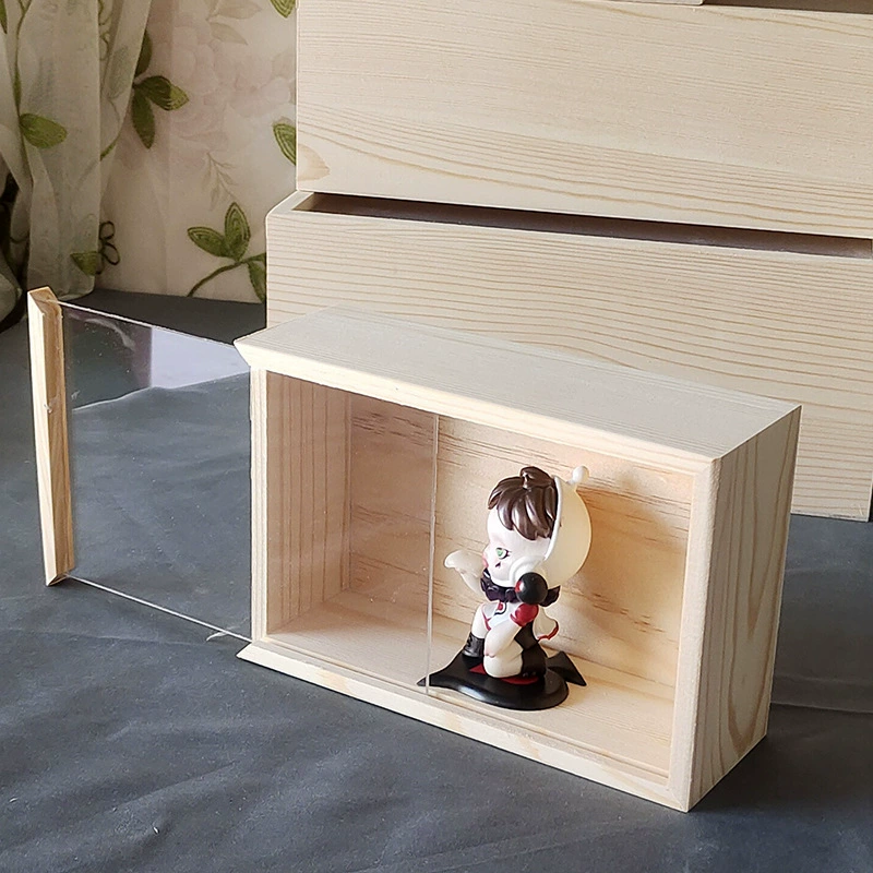 Деревянная коробка с акриловой прозрачной стеклянной выдвижной крышкой, прямоугольная коробка для хранения подарков ручной работы