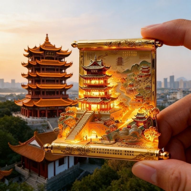 Trendy Cultural and Creative Products: Four Famous Towers Fridge Magnets - Yueyang Tower, Lushan Yellow Crane Tower, Guochao Tengwang Pavilion Trendy Cultural and Creative Products: Four Famous Towers Fridge Magnets - Yueyang Tower, Lushan Yellow Crane Tower, Guochao Tengwang Pavilion
