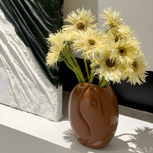 创意咖啡豆造型陶瓷花瓶插花高级感插花器家居客厅软装装饰摆件