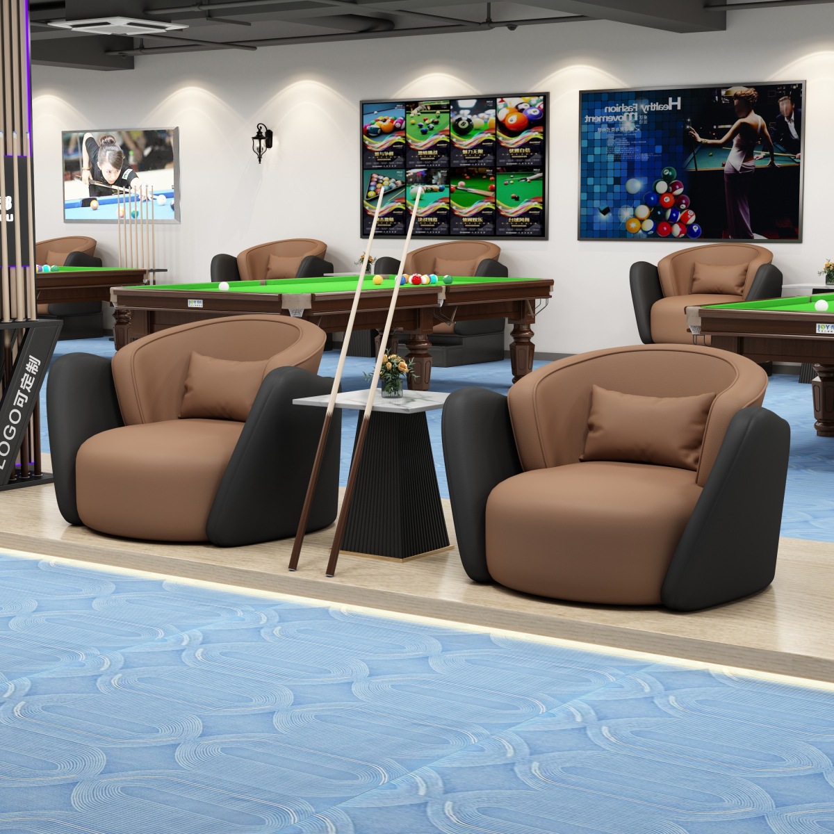 Nuevo sofá de billar simple, sala de billar, silla de observación de pelota especial, combinación de mesa y silla de conversación para relajación para dos personas image 13