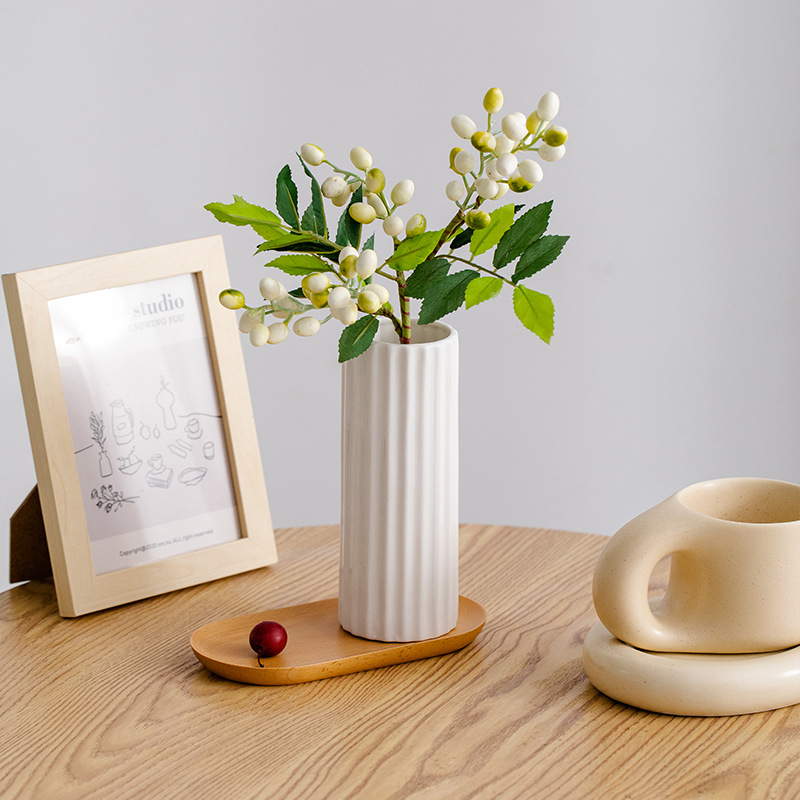 简约白色现代陶瓷装饰干花鲜花花瓶客厅北欧桌面插花摆件花器
