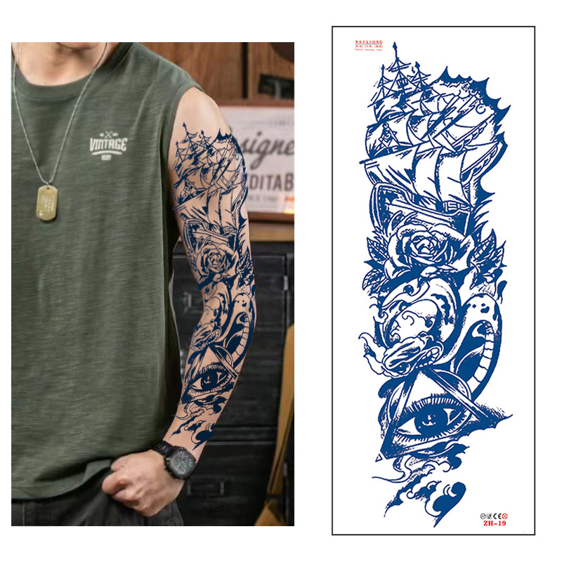 Calcomanías de tatuaje semipermanentes de brazo completo para hombres y mujeres brazo imagen grande jugo de planta no puede lavar las pegatinas de tótem de tatuaje