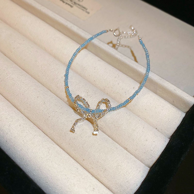 Pulsera de plata rota de perlas de circón de lujo ligero francés, pulsera simple de nicho, pulsera de todo fósforo, joyería de alta gama femenina de verano