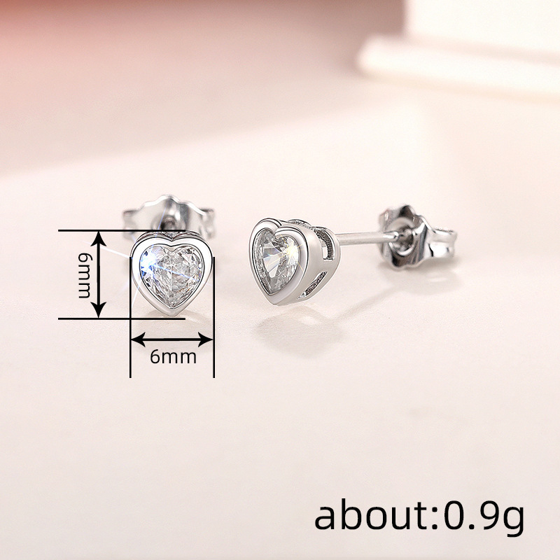 3g Weight Copper Ear Needle Material Ear Studs Classification 1 Pair Quantity Daily, Street Occasion Copper Material Heart Shape Pattern All Seasons Season Women's Gender Sweet Style 1 Pair Sweet Heart Shape Copper Ear Studs 无