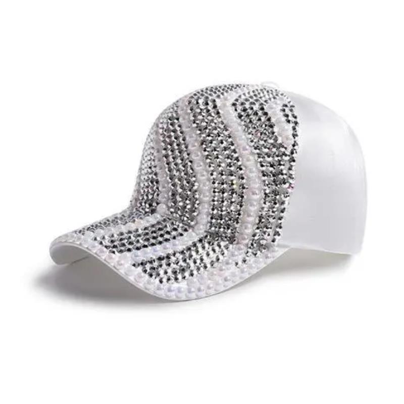 Gorra de béisbol con diamantes de imitación para mujer, estilo coreano de primavera y otoño, moda urbana, versátil, sombrero para el sol, perla de lujo ligero