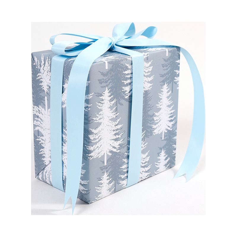 Amazon Hot Sale Creativo Navidad Regalo Wrap Paper Roll Retro Plaid White Wrap Paper Tree