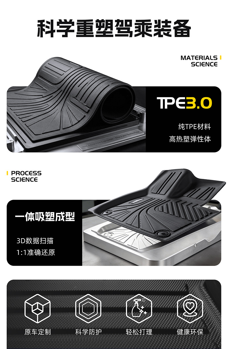 Dianda Honda Accord 10Th Generation Special-Purpose Tpe Car Floor Mats, Fully Enclosed, Waterproof, and Non-Slip Car Floor Mats