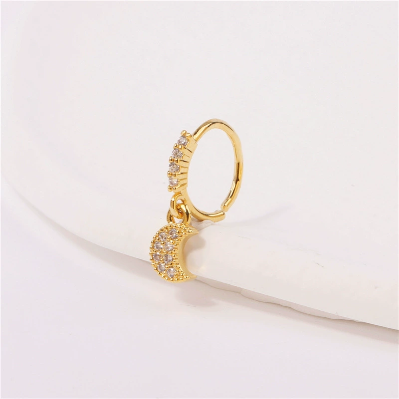 Полный бриллиант Луна инкрустированные цирконом Кулон Кольцо в нос хрящ серьги Подвеска европейские и американские женские Нос Кольцо Кулон нос шпильки