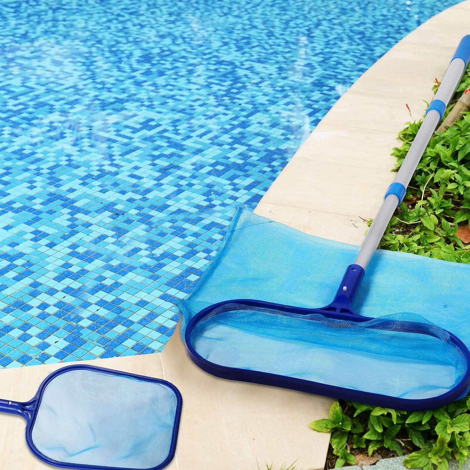 Amazon nueva piscina profunda y superficial traje neto con varilla telescópica traje 105cm piscina suministros de limpieza