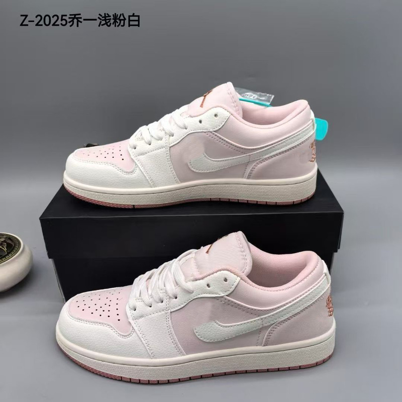 夏爆款新款粉白AJ1男女低帮粉色潮流百搭篮球鞋情侣休闲板鞋运动|undefined