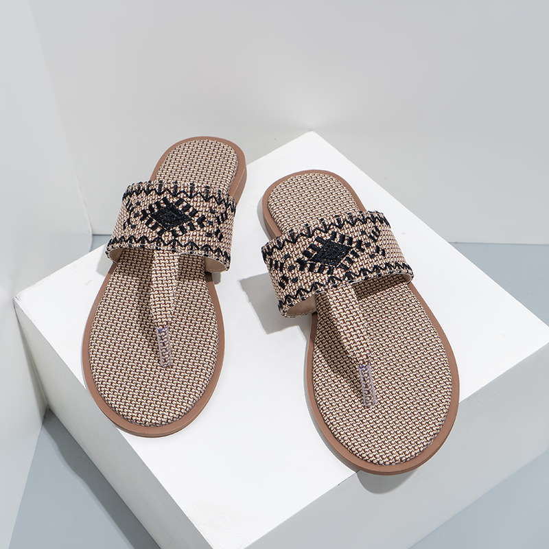 Cfxxy-149 žabky zahraničního obchodu, módní výšivky, pantofle, dámské pantofle, plážové lněné sandály, dámské boty_voghion.com