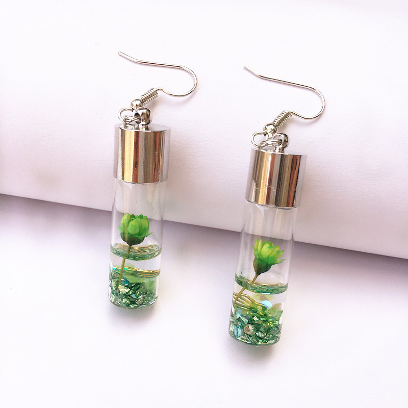 Flower Pattern 1 Pair Sweet Flower Glass Women's Drop Earrings