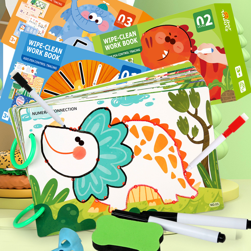 Control de la pluma entrenamiento jardín de infantes bebé educación temprana Ilustración tarjeta niños borrable 2 años de edad 4-Pen concentración entrada Juguetes
