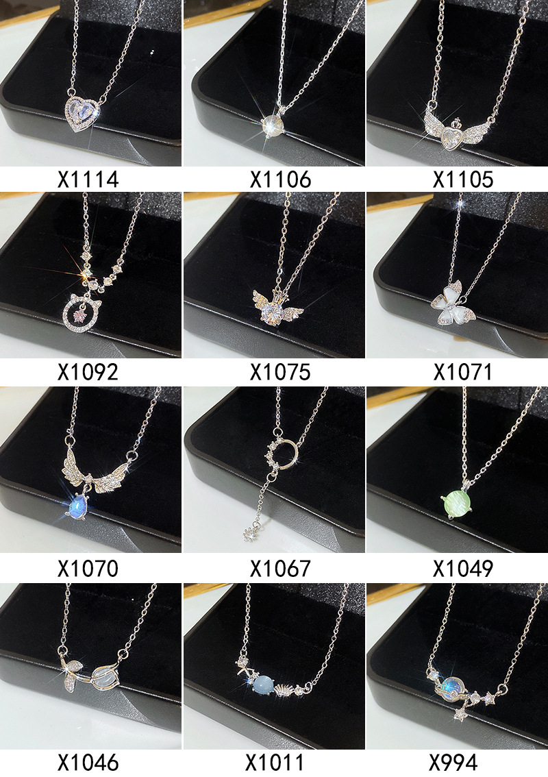Simple Style Heart Shape Flower Bow Knot Titanium Steel Copper Plating Inlay Artificial Gemstones Pendant Necklace display picture 4
