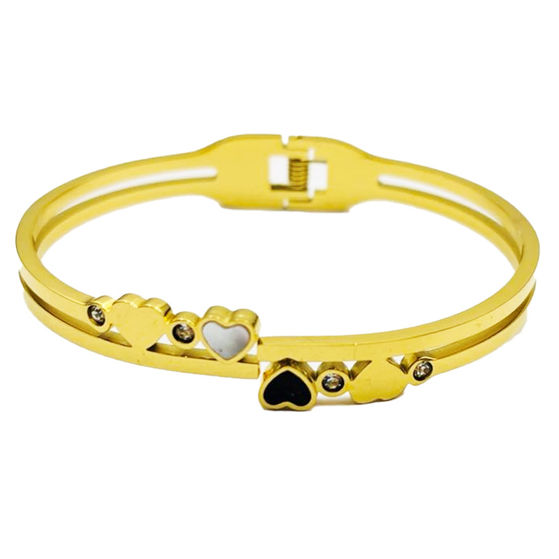30g Weight 18K Gold Plated Plating Material Bangle Classification Simple Style Heart Shape Stainless Steel Plating 18k Gold Plated Bangle
