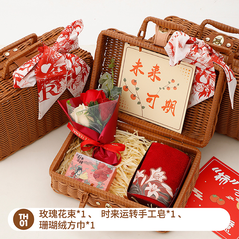 Sanba diosa Festival regalo práctico cesta de ratán de alta gama caja de regalo creativa empresa apertura tienda celebración actividad Grupo edificio regalo