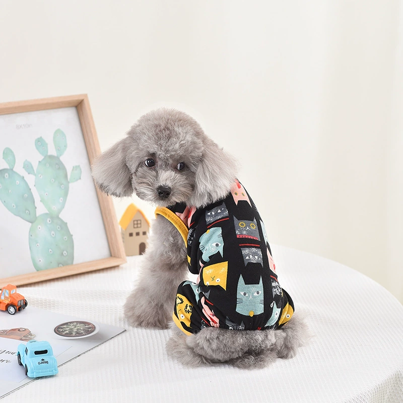 Новый летний четвероногий жилет с героями мультфильмов, Бомея, Тедди, кошка, маленькая и средняя собака, тонкая футболка, оптовая продажа с фабрики