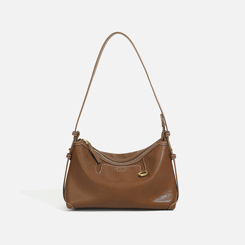 跨境秋冬复古百搭单肩斜挎包hobo包植鞣皮通勤腋包饺子包女包潮