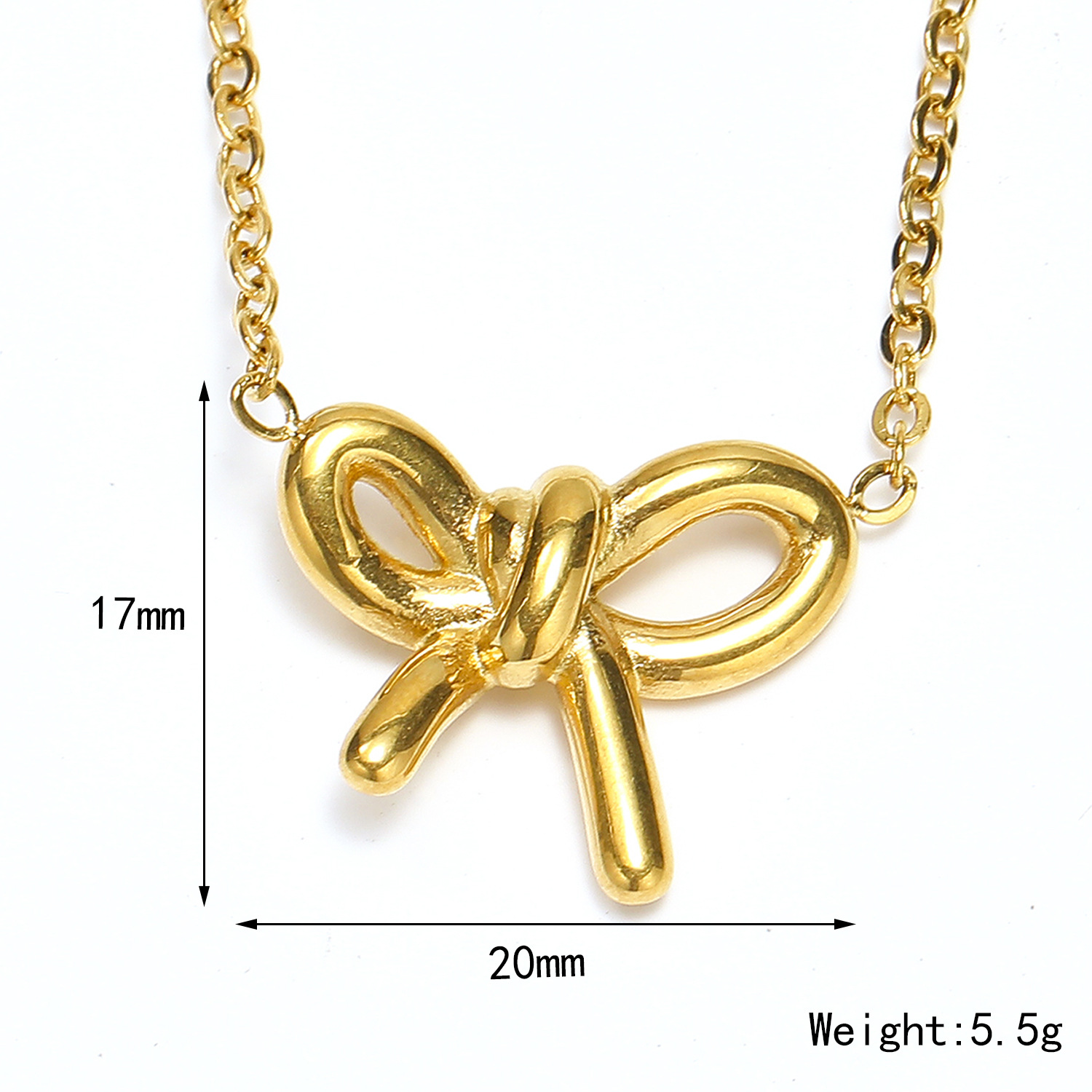 11g Weight Titanium Steel Vintage Style Bow Knot Plating Pendant Necklace