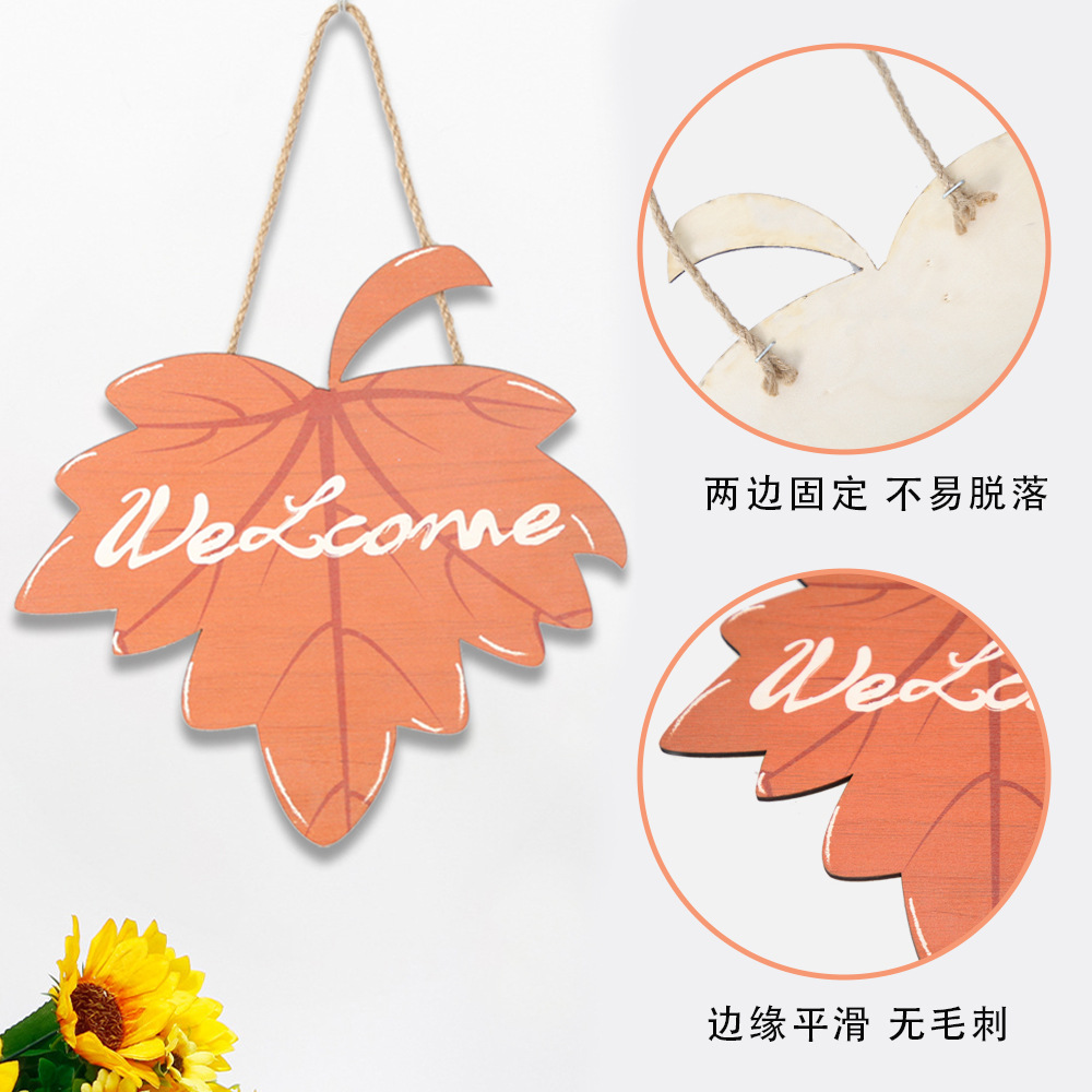 Nueva decoración de otoño 2026 para Acción de Gracias, letrero colgante de madera con hoja de arce, decoración rústica para puerta, letrero de madera con letras, letrero para puerta al por mayor