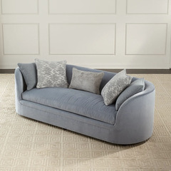 法式中古簡約布藝三人弧形沙發輕奢美式實木直排大小戶型客廳沙發