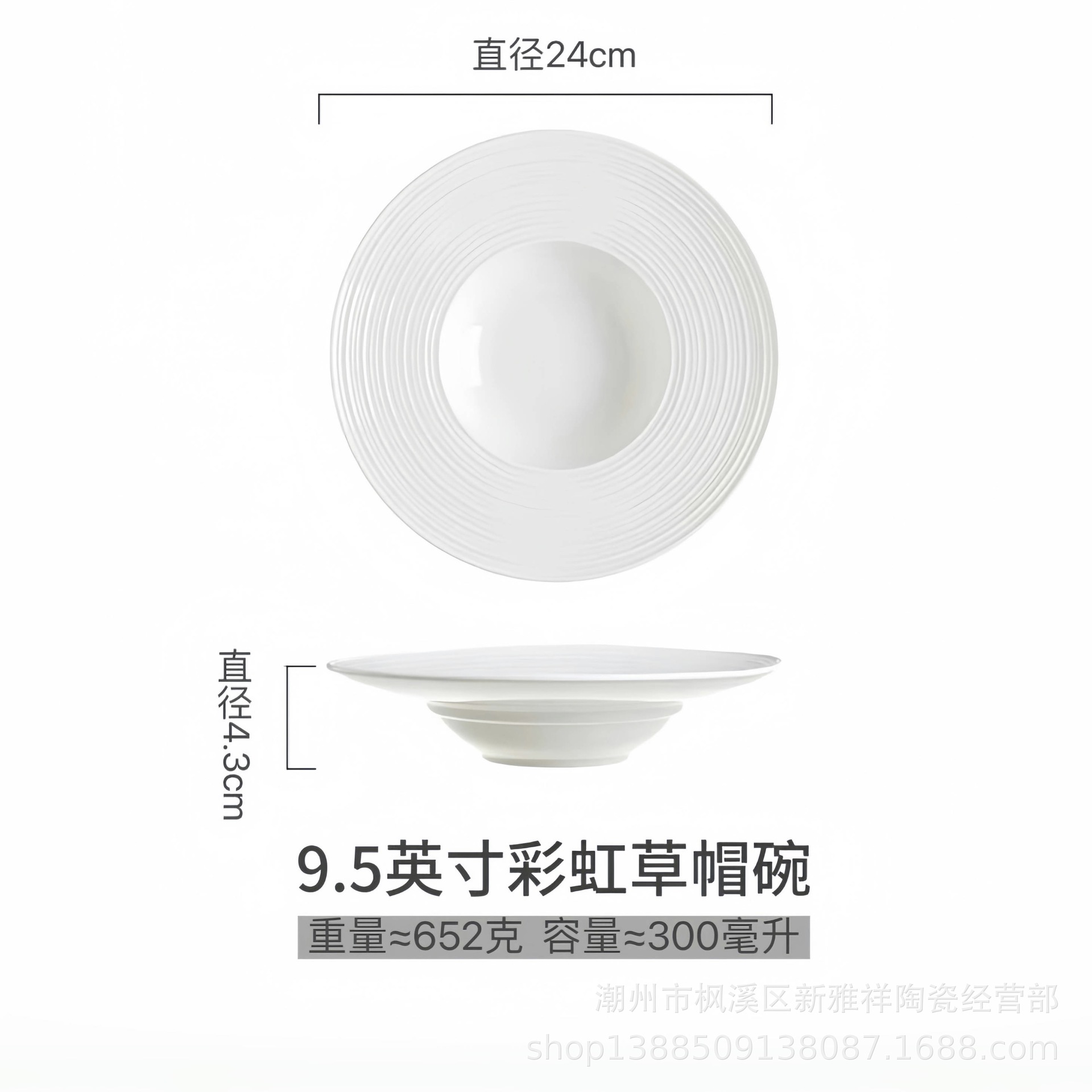 9.5inch 무지개 밀짚모자 그릇