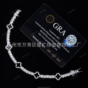 European and American New Four-leaf Flower Moissanite Tennis Chain Bracelet for Women