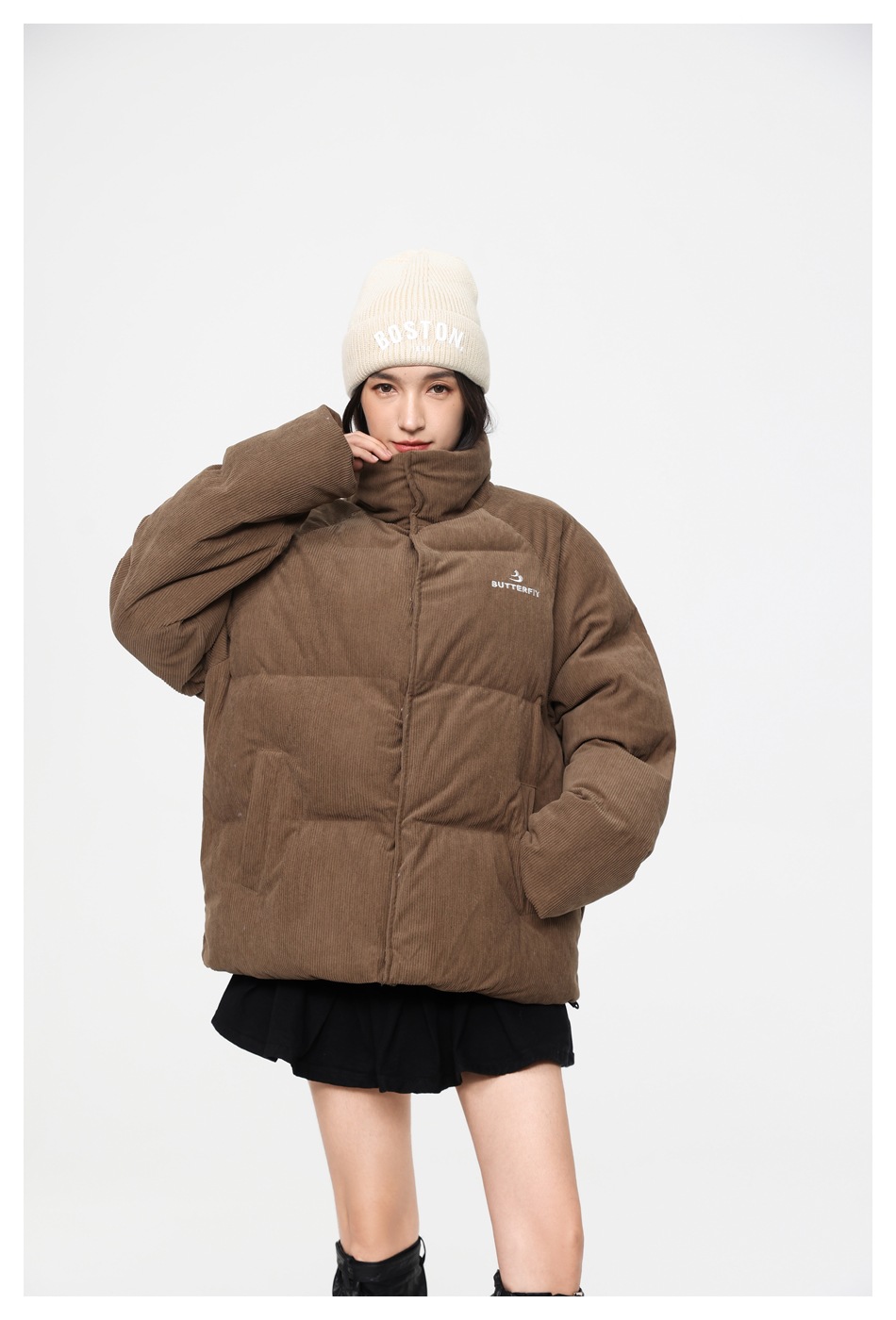 OIRTD winter nieuwe corduroy opstaande kraag voor zowel mannen als vrouwen, warme jas, dikke katoenen jas MY595_voghion.com