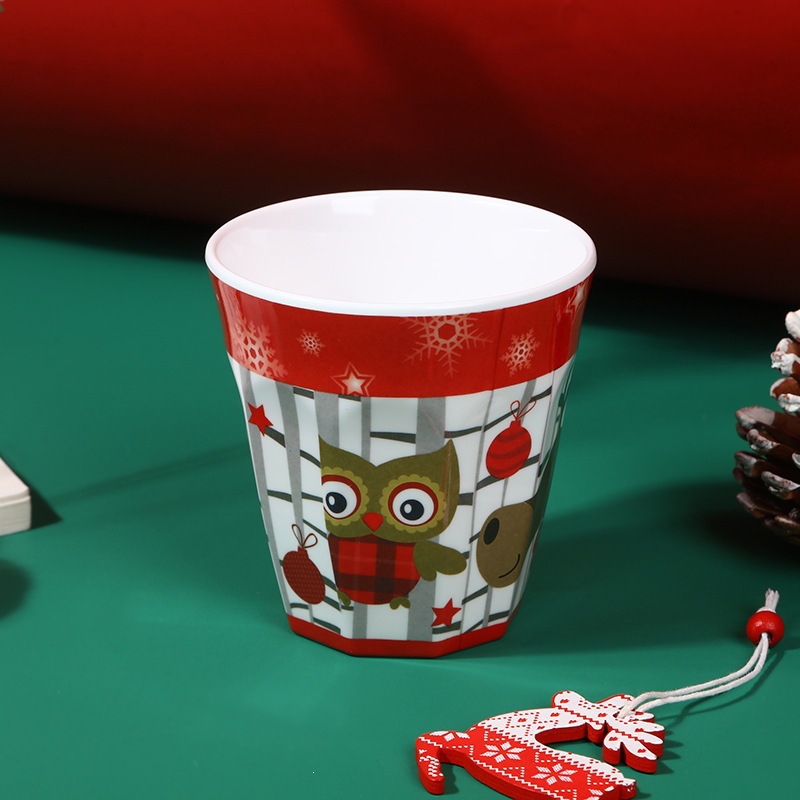 Fabricantes transfronterizos de melamina platos de mesa tazas de Navidad con tazas de mango tazas de alta temperatura al por mayor