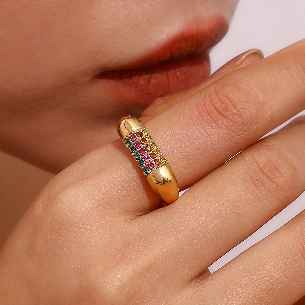 high quality stainless steel ring, rainbow style ring