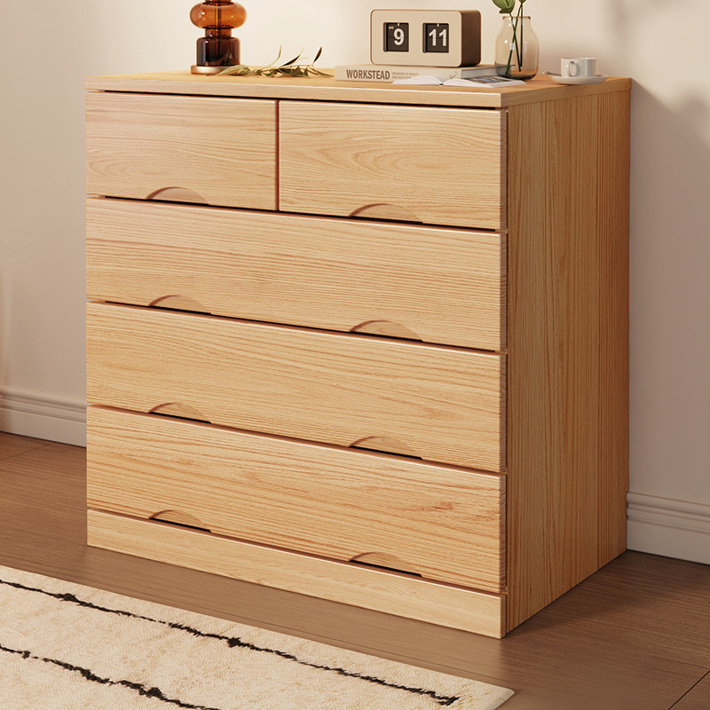 L$HL$H solid wood five-drawer cabinet modern minimalist home use drawer cabinet for small apartment living room wall-mounted storage cabinet for bedroom