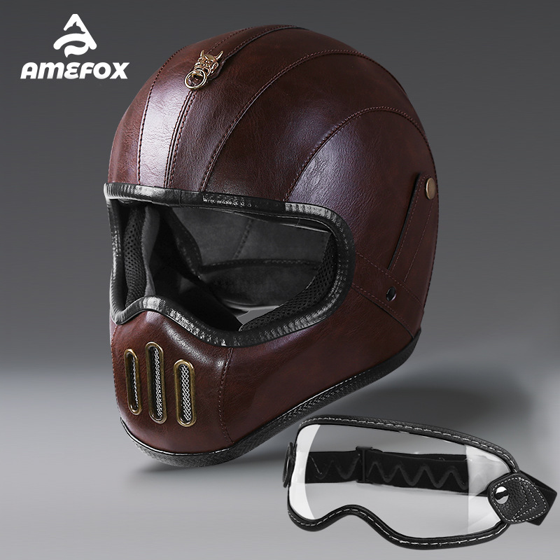 Casque de moto intégral en fibre de verre, petit format, en cuir, super fibre, unisexe, léger_voghion.com