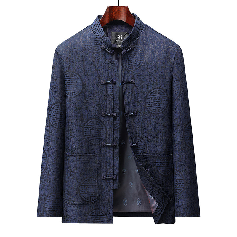 New Chinese-style men's jacket, traditional stand-collar Zhongshan suit, festive attire for grandfathers, middle-aged and elderly men's jacket New Chinese-style men's jacket, traditional stand-collar Zhongshan suit, festive attire for grandfathers, middle-aged and elderly men's jacket